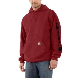 Carhartt Men's Red Hoodie with Sleeve Logo
